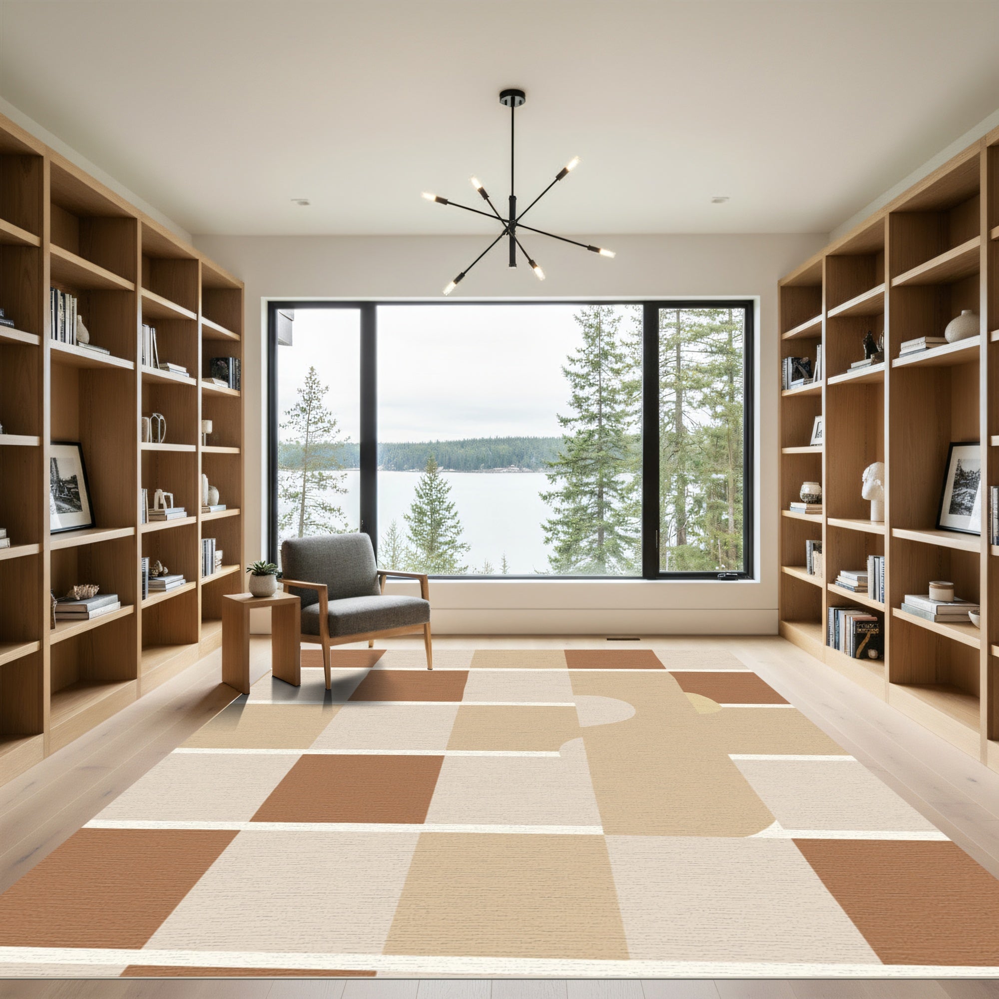 Earthy Tone Geometric Balance Rug