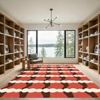 Terracotta Red Abstract Wave Rug