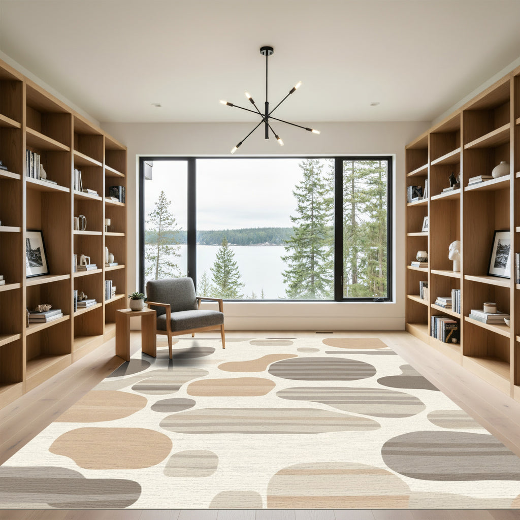 Organic Pebble Stripes Neutral Tones Rug