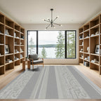Subtle Gray Vertical Bar Abstract Rug