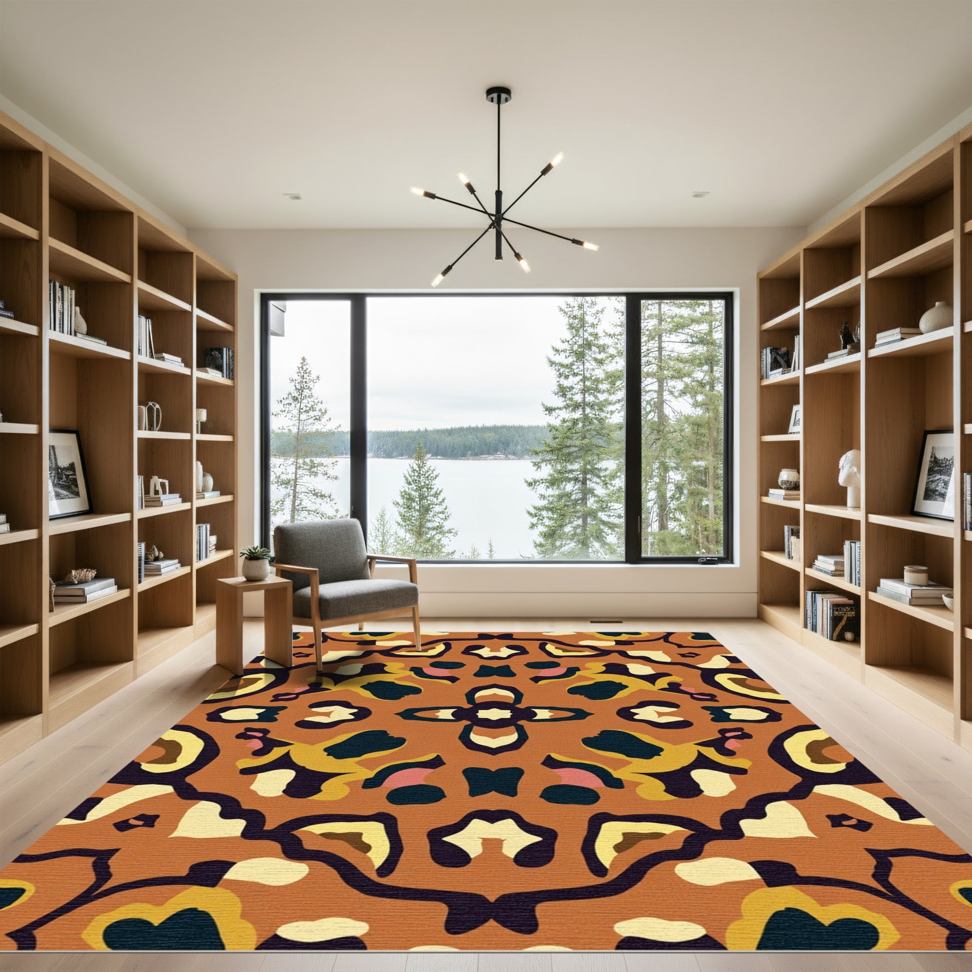 Bold Terra Cotta Abstract Floral Rug