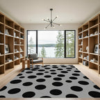 Gray Black Polka Dots Scattered Circles Rug