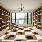 Brown and Cream Checkered Silhouette Rug