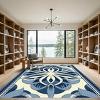 Blue Floral Medallion Symmetric Rug