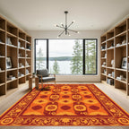 Warm Amber Red Floral Repeating Rug