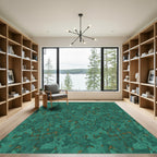 Forest Green Abstract Marble Texture Rug