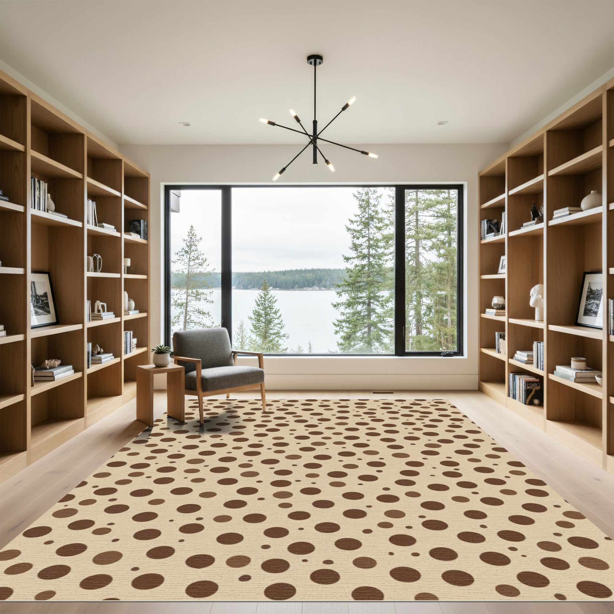 Earthy Speckled Circles Pattern Rug