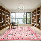 Pink Romantic Garden Butterfly Ladybug Rug