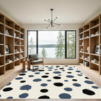 Navy Black Polka Dot Splash Rug