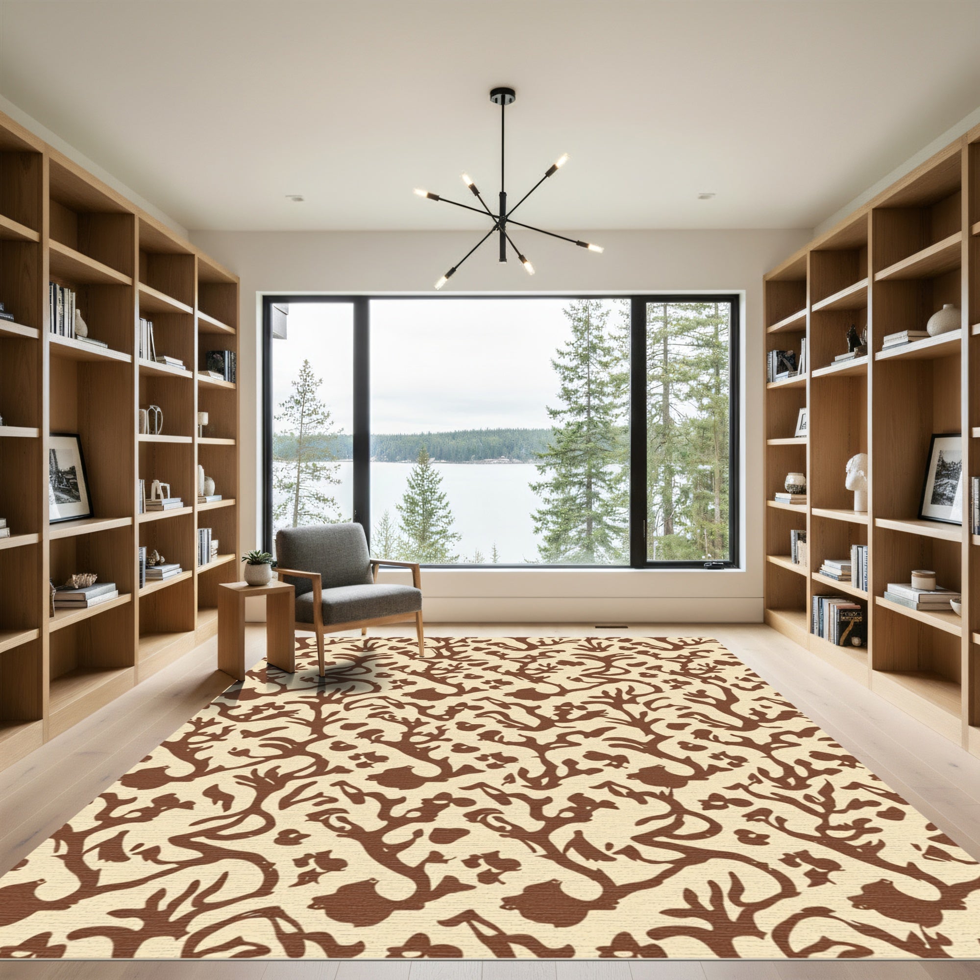 Brown Coral Organic Repeating Pattern Rug