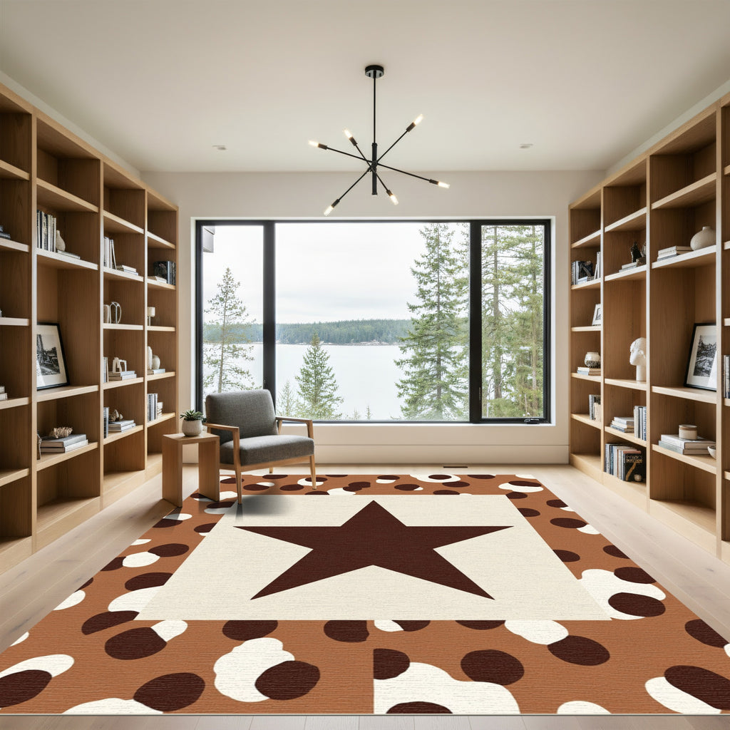 Brown White Star Spotted Accent Rug