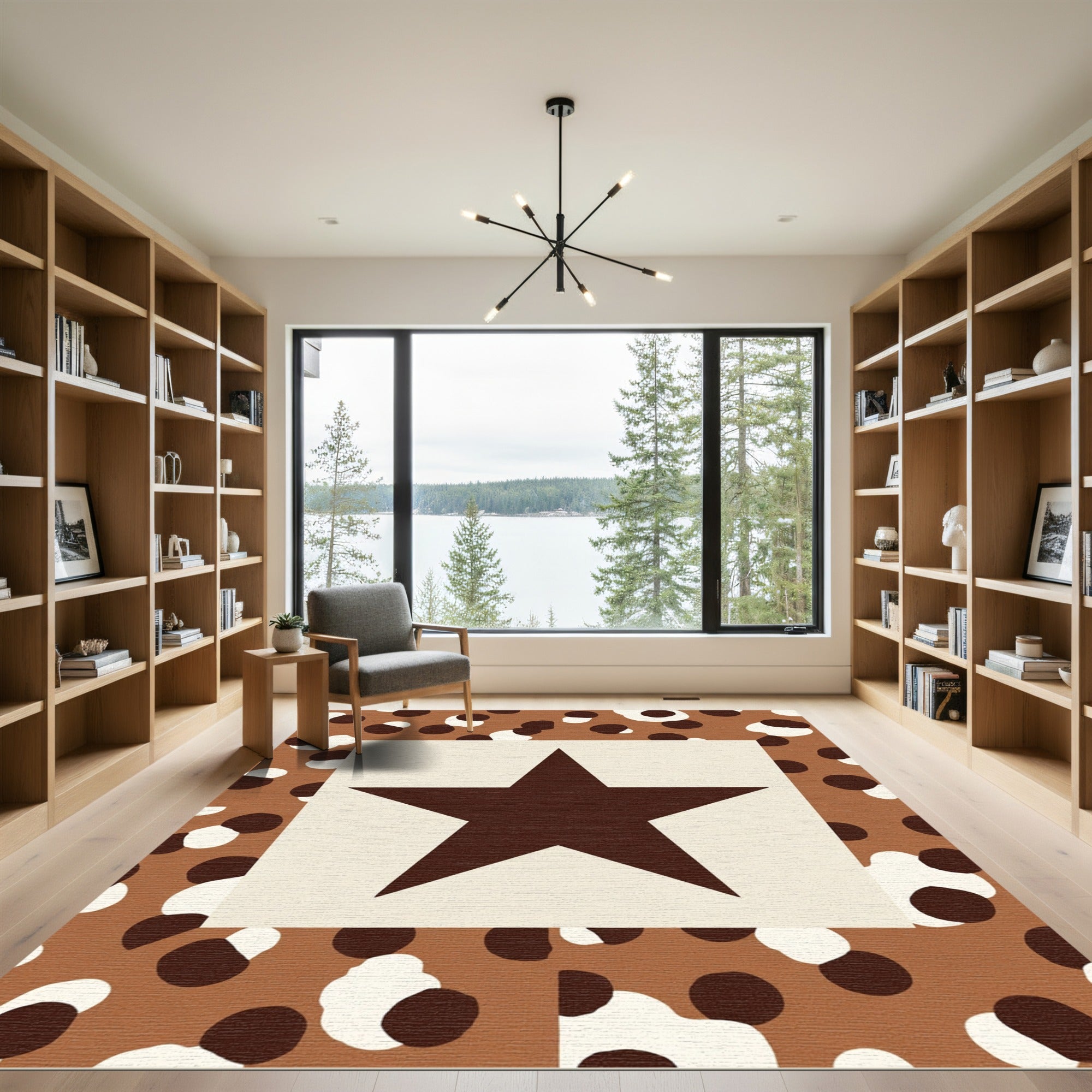 Brown White Star Spotted Accent Rug