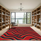 Bold Crimson Wavy Stripe Rug
