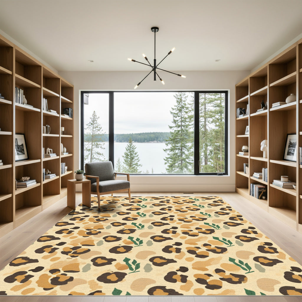 Earthy Speckled Leopard Spots Accents Rug