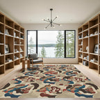 Camouflage figures with bold red accents Rug