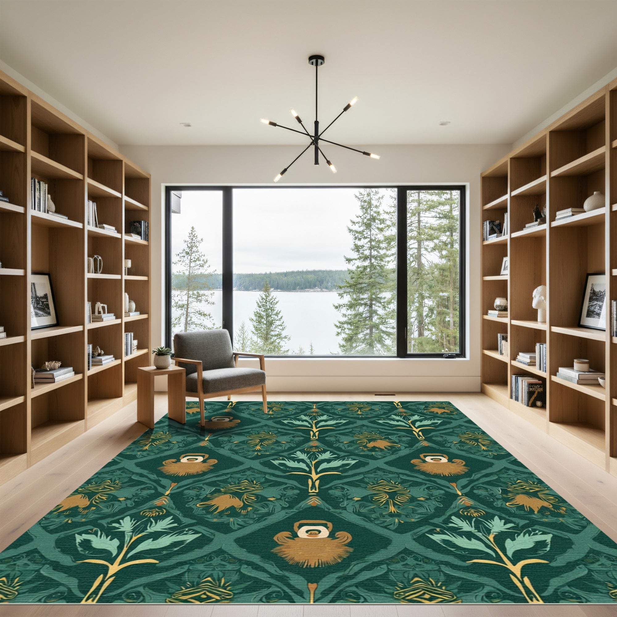Emerald Forest Floral Medallion Rug