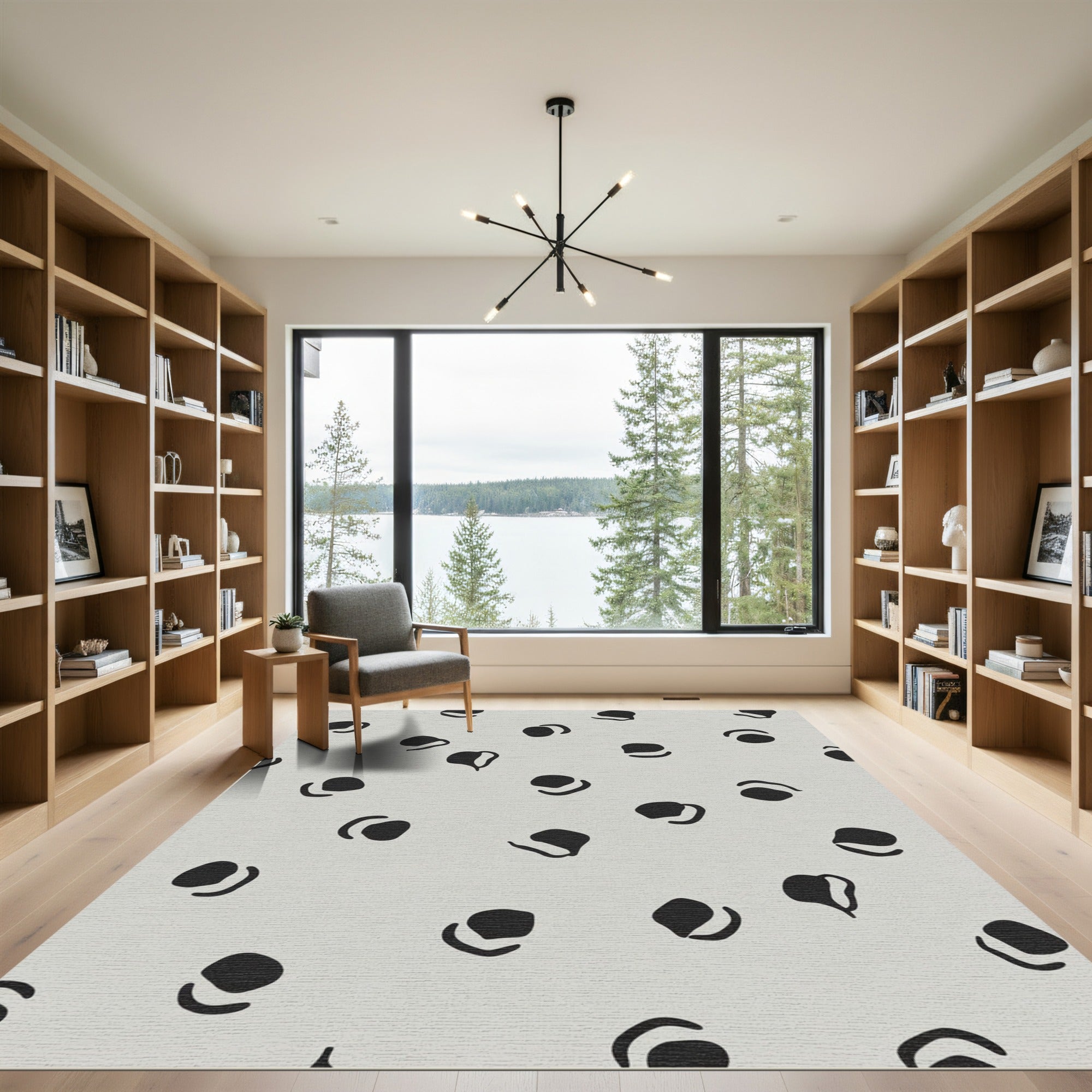 Abstract Black Dot Scatter Rug