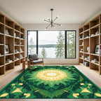 Emerald Green Floral Sunburst Rug