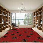 Crimson Red Abstract Organic Forms Rug