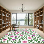 Pink Purple Daisy Floral Garden Rug