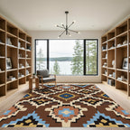 Brown Tribal Diamond Geometric Rug