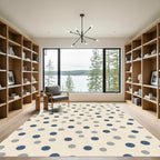 Navy Gray Polka Dot Pattern Rug
