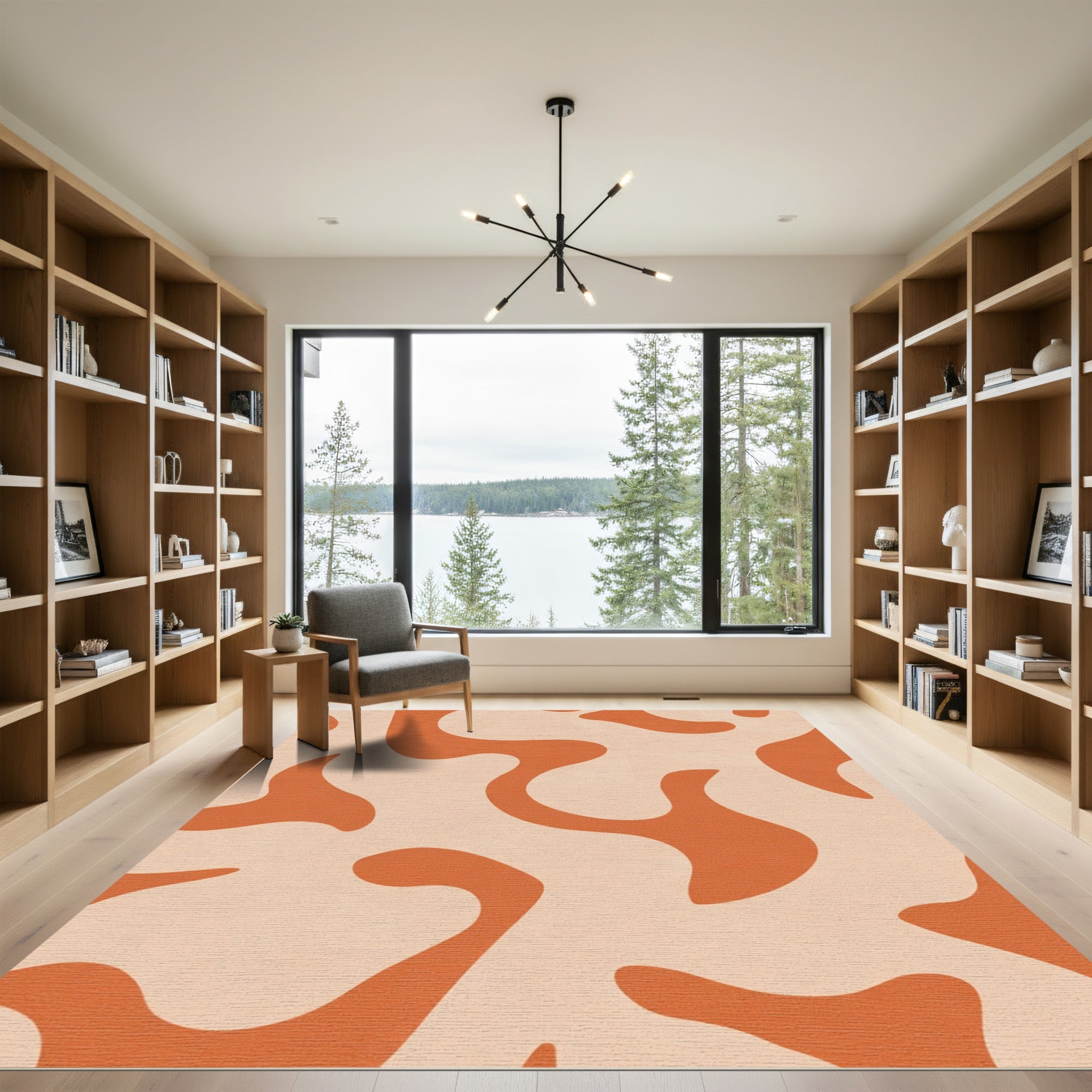 Terracotta Organic Swirl Abstract Rug