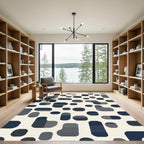 Abstract Navy Gray Rounded Shapes Rug