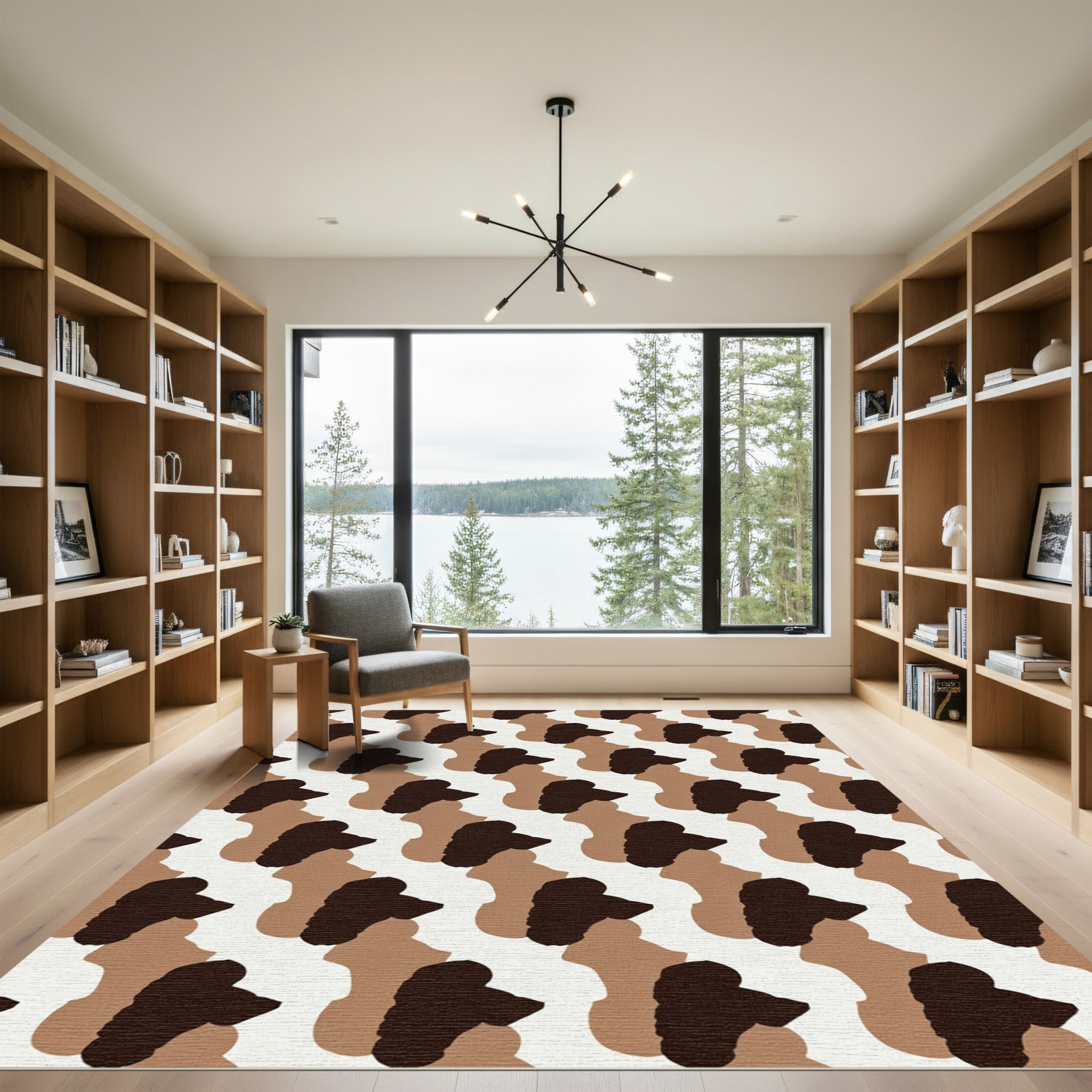 Brown and Cream Organic Camouflage Rug