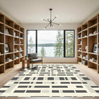 Abstract Monochrome Grid Lines Rug