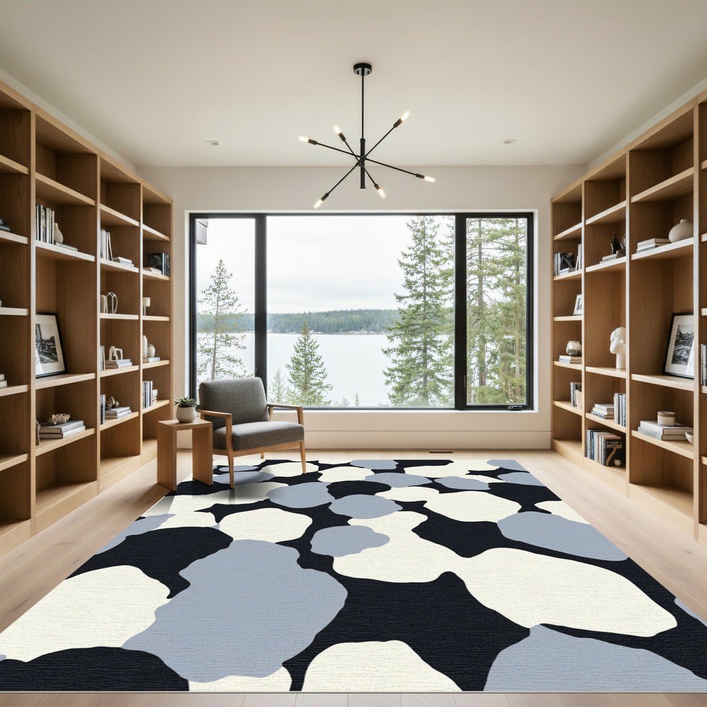 Abstract Ochre Pebble Composition Rug