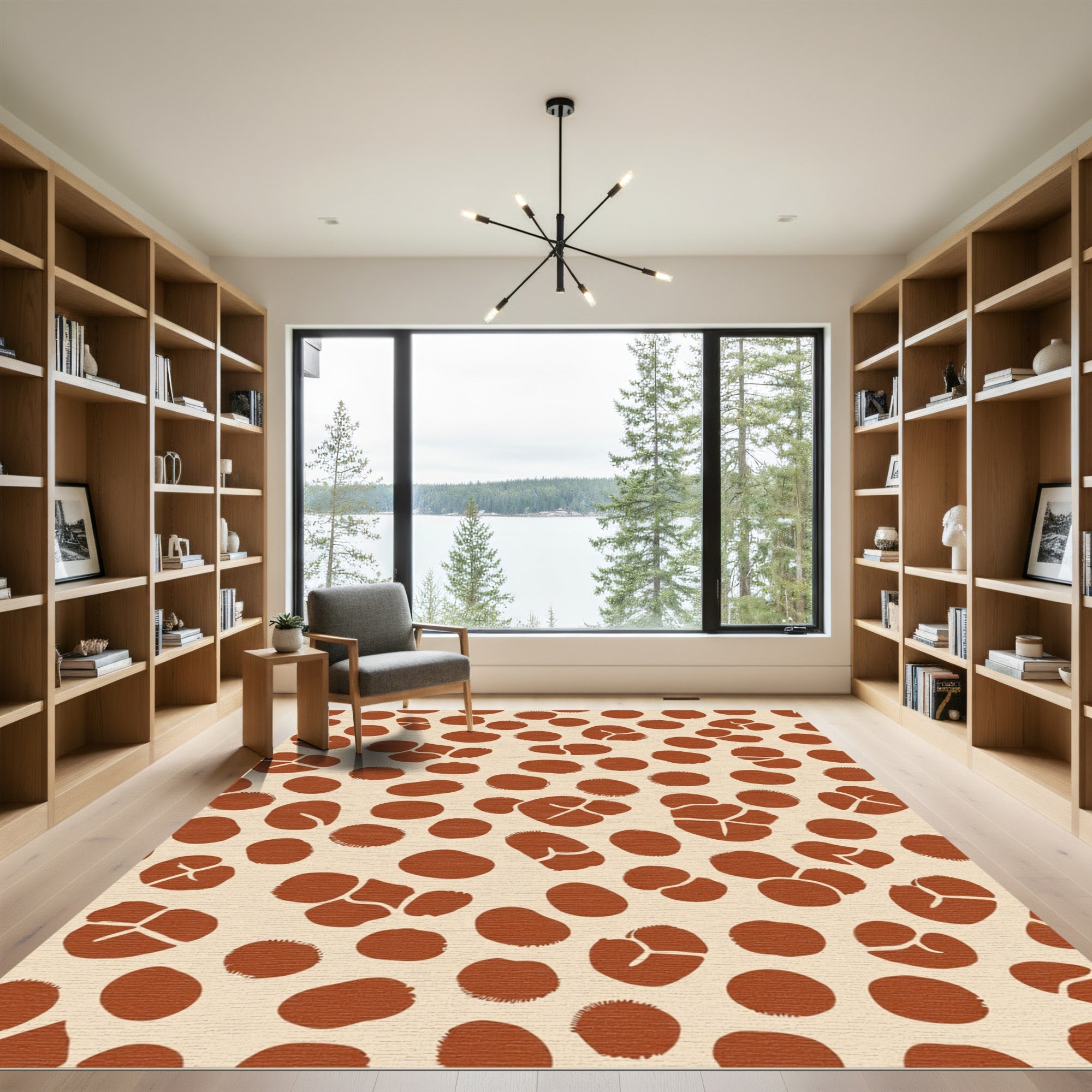 Earthy Brown Abstract Clusters Organic Rug