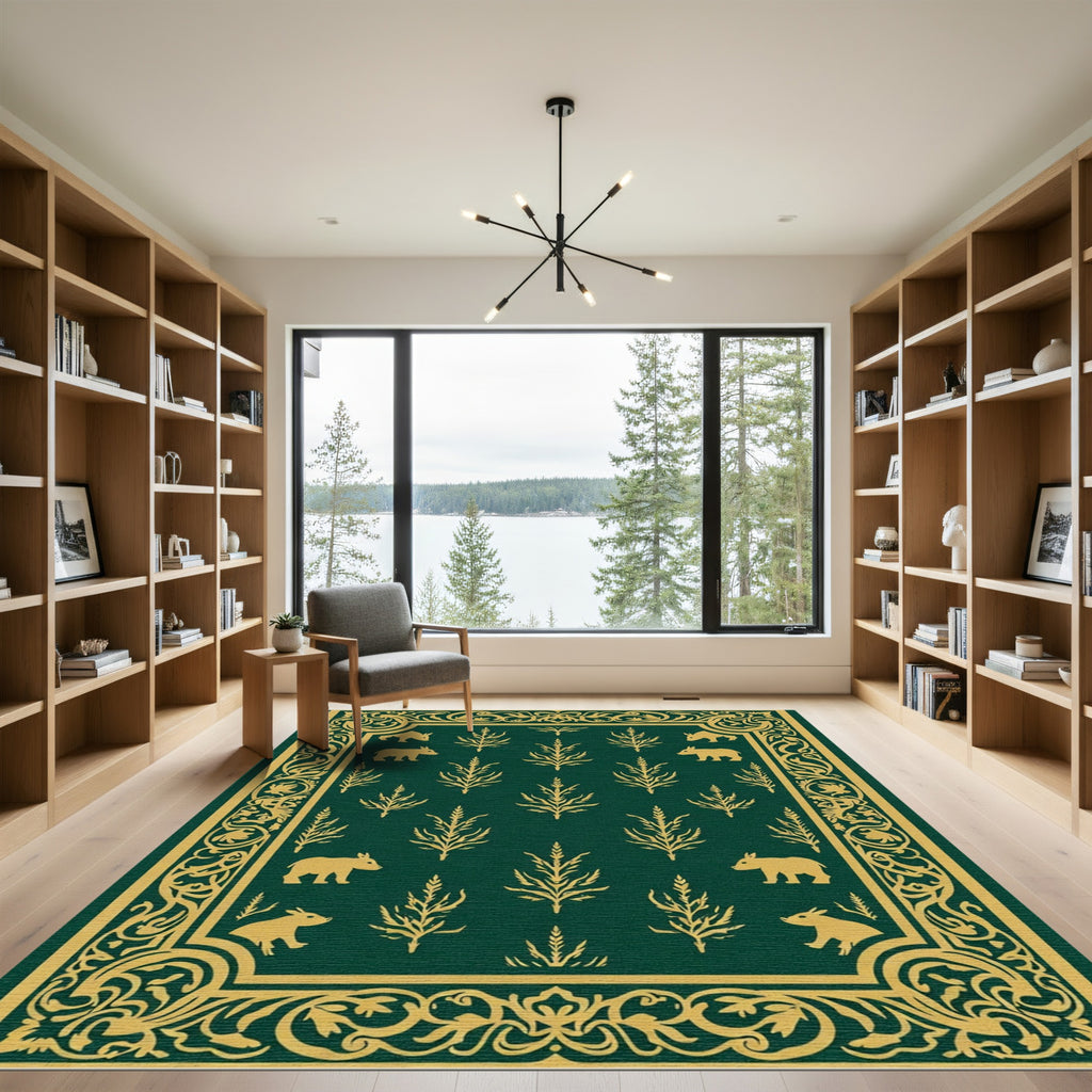 Golden Boar Woodland Border Rug