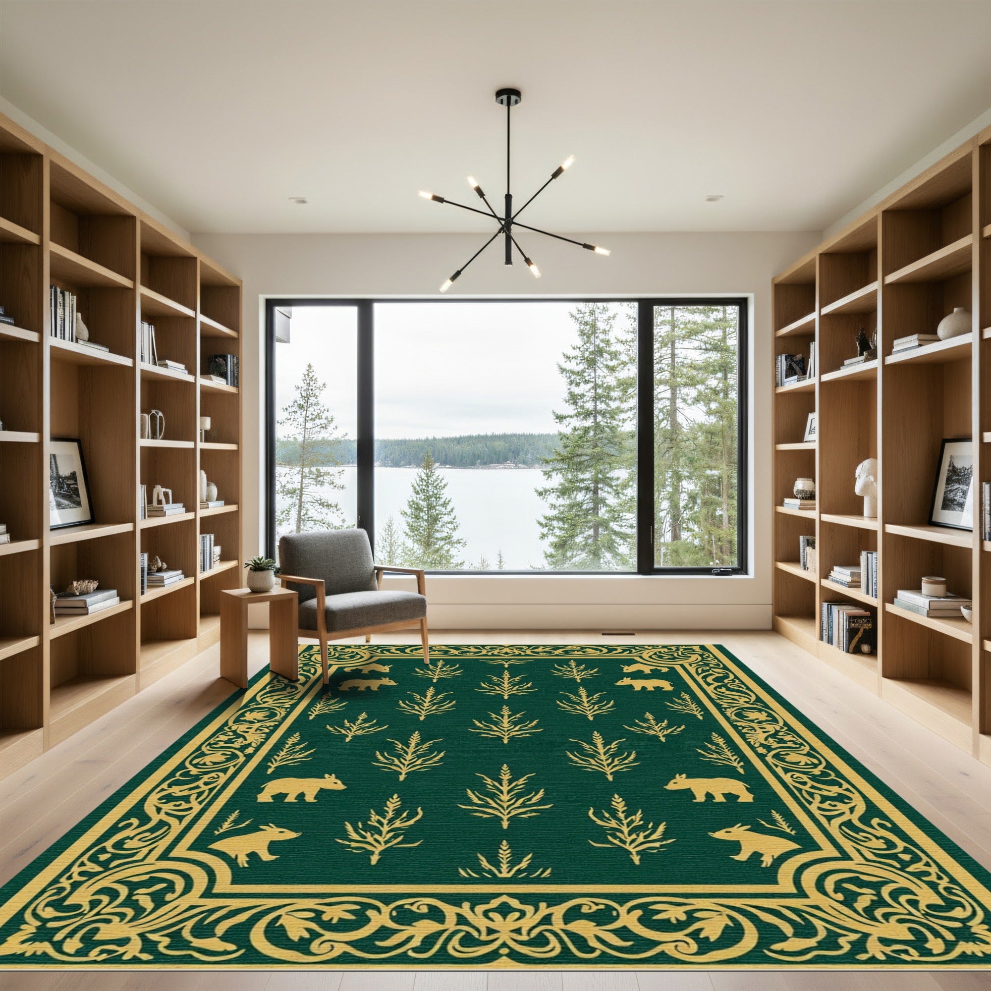 Golden Boar Woodland Border Rug