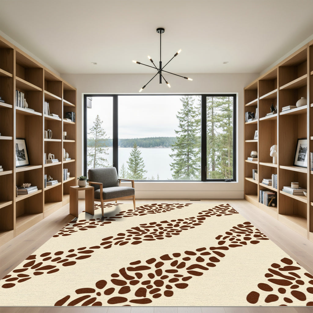 Brown Spotted Diagonal Band Rug