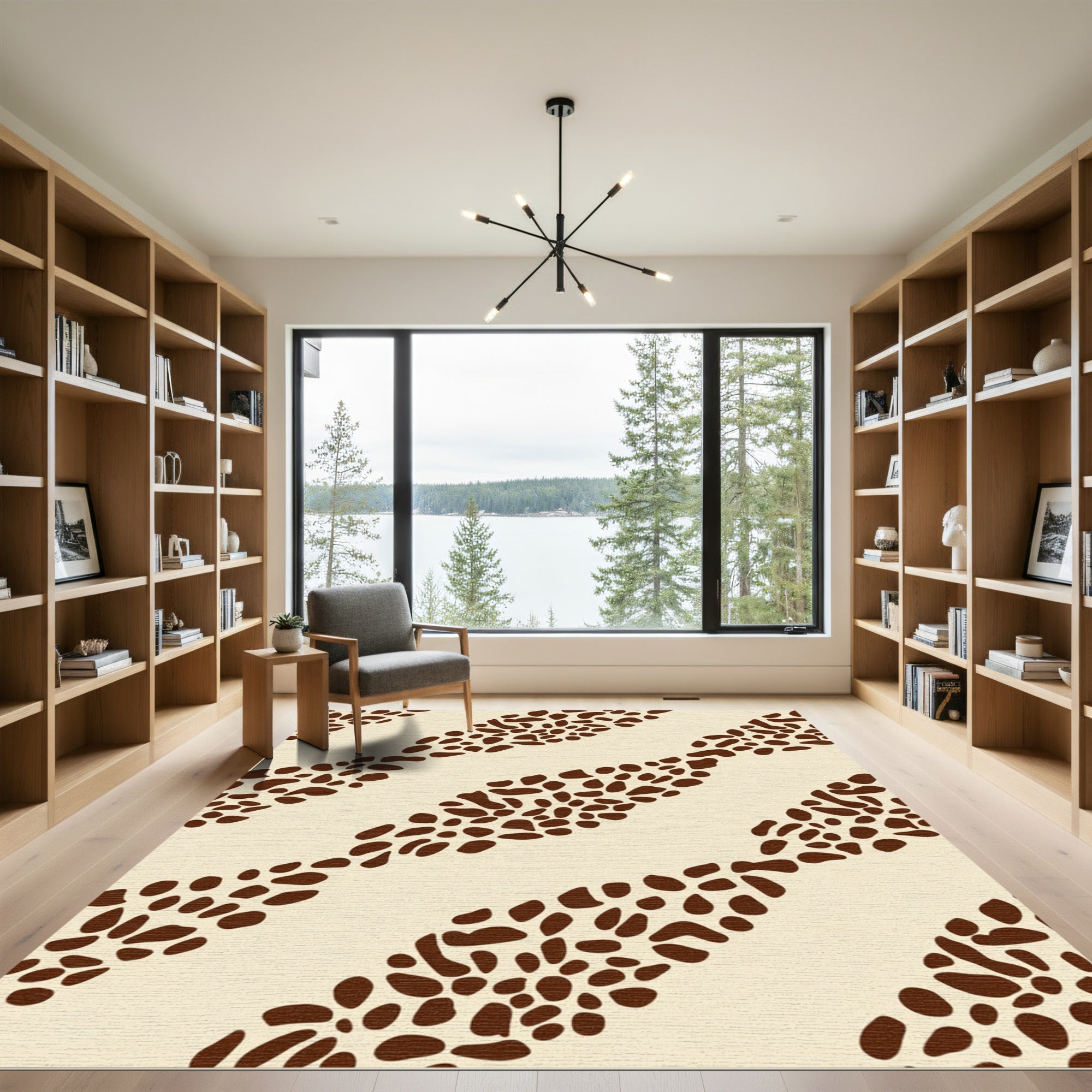 Brown Spotted Diagonal Band Rug