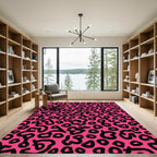 Bold Pink Black Abstract Spots Rug
