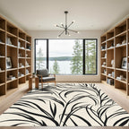 Black Swirling Vine Abstract Rug