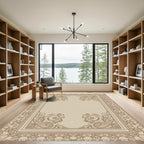 Vintage Neutral Floral Border Rug