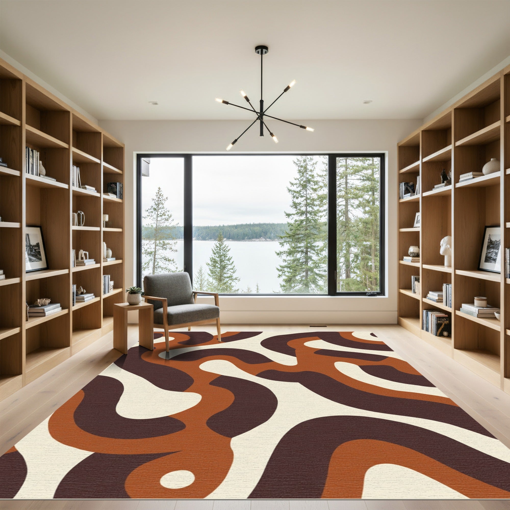 Earthy Tones Abstract Flow Rug