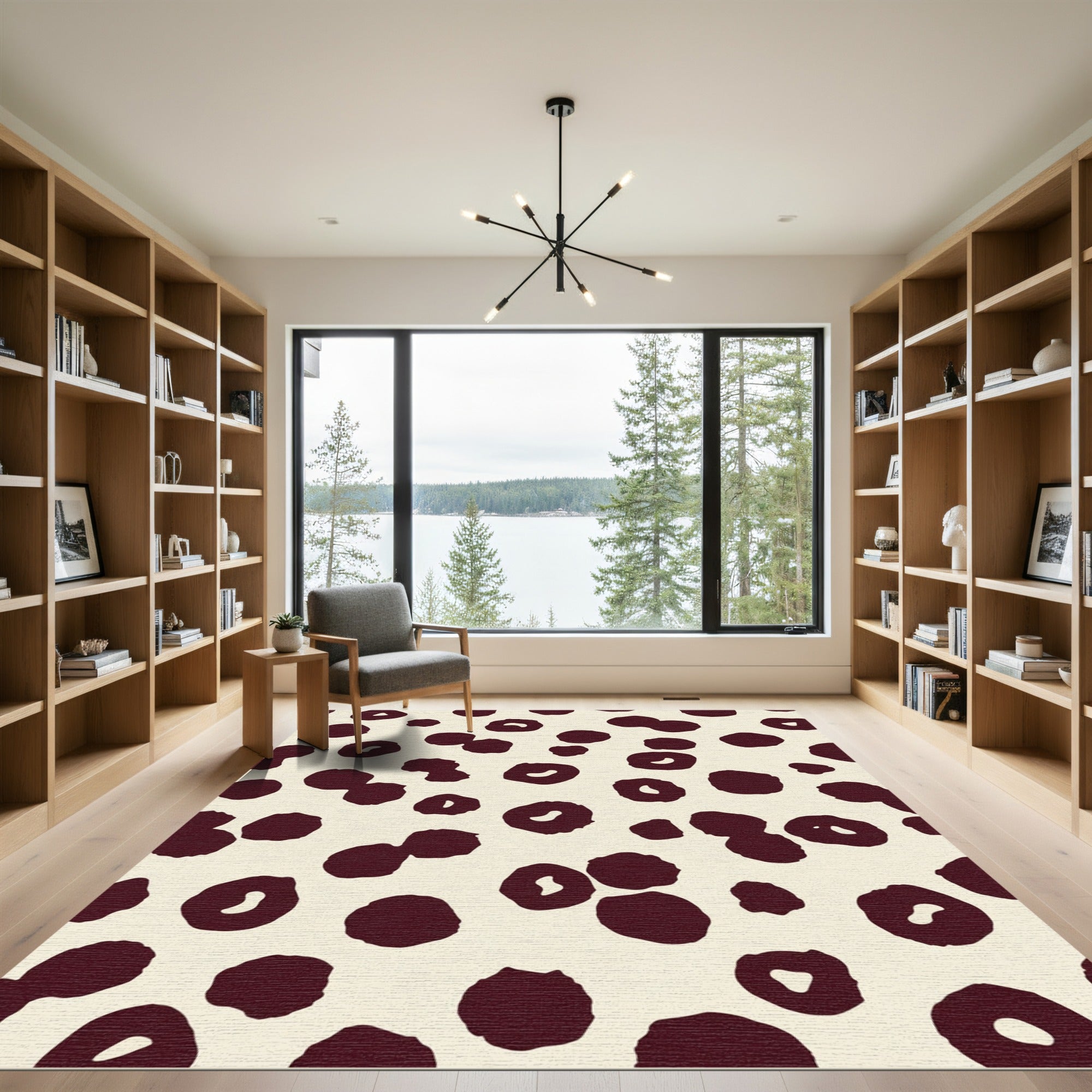 Black Spots Cream Abstract Spots Rug