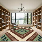 Forest Green Pine Diamond Border Rug
