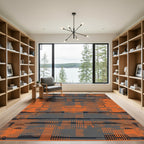 Orange and Gray Abstract Glitch Texture Rug
