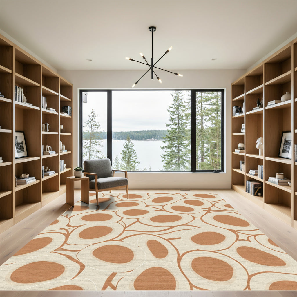 Abstract Organic Ovals Cream Brown Rug