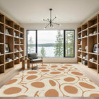 Abstract Organic Ovals Cream Brown Rug