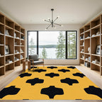 Ochre And Black Quatrefoil Lattice Rug