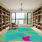 Bold Teal Magenta Branch Abstract Rug
