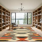 Modern Orange Black Abstract Horizon Rug