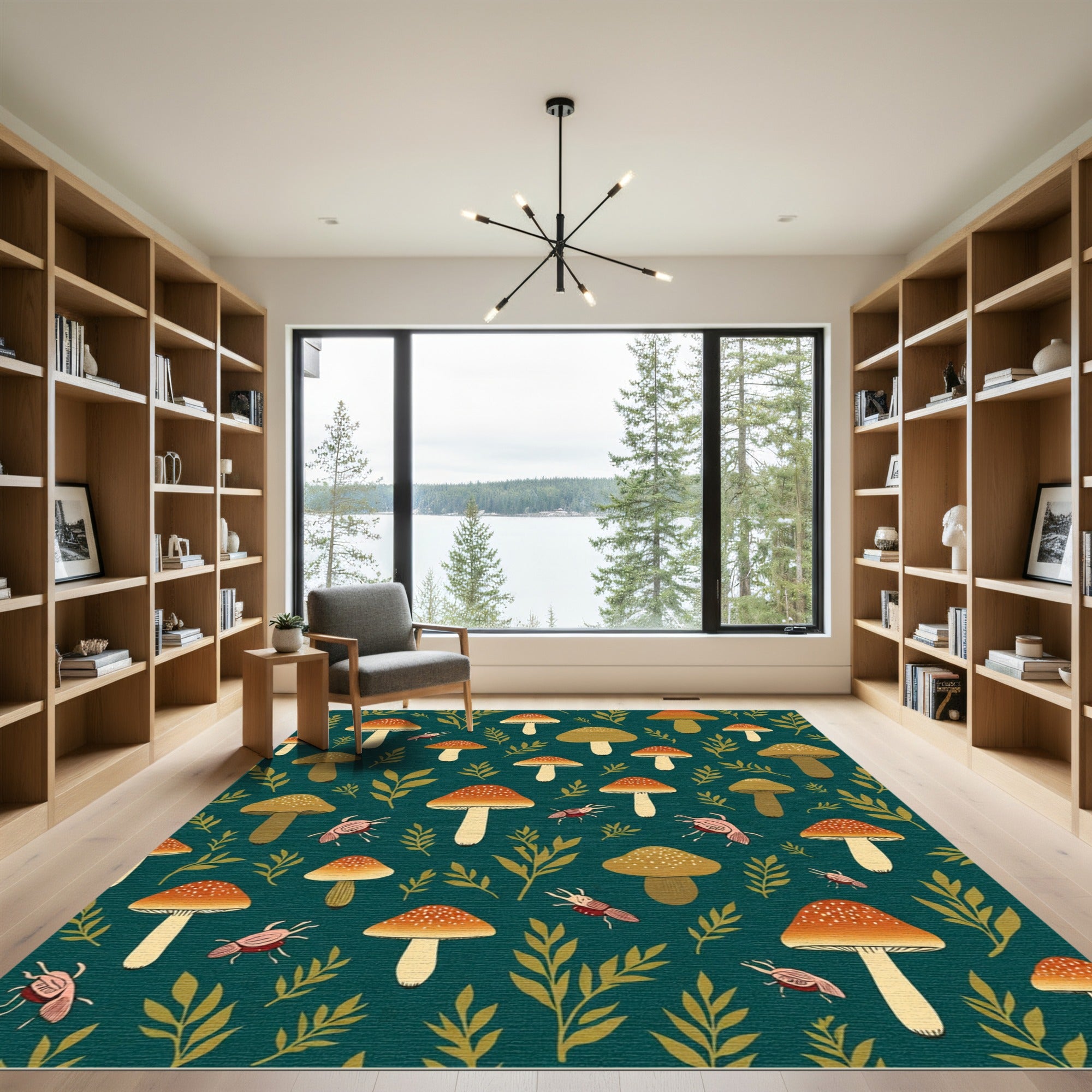 Mushroom Woodland Creatures Forest Rug