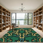 Emerald Green Baroque SwirlsRug Rug